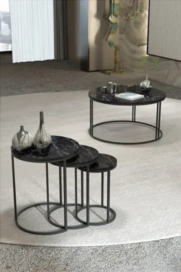 Orta Sehpa Tekli Ve 3Lü C Zigon Sehpa Kombin Set Bendir