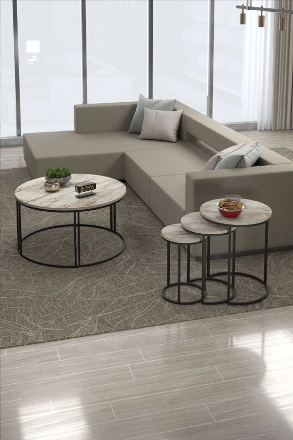 Orta Sehpa Tekli Ve 3Lü C Zigon Sehpa Kombin Set Efes