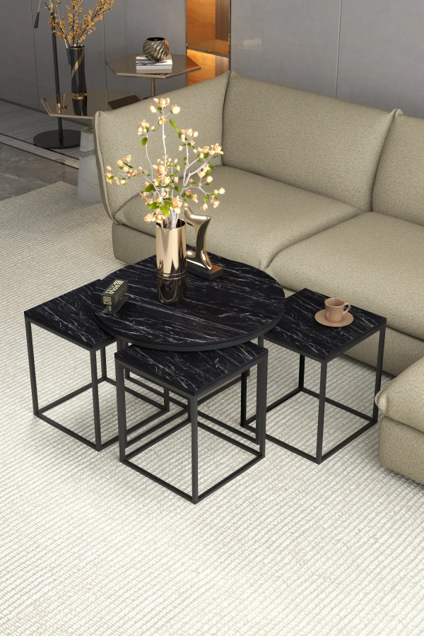 Orta Sehpa Ve Zigon Sehpa Oval Lüx 5Li Set Bendir