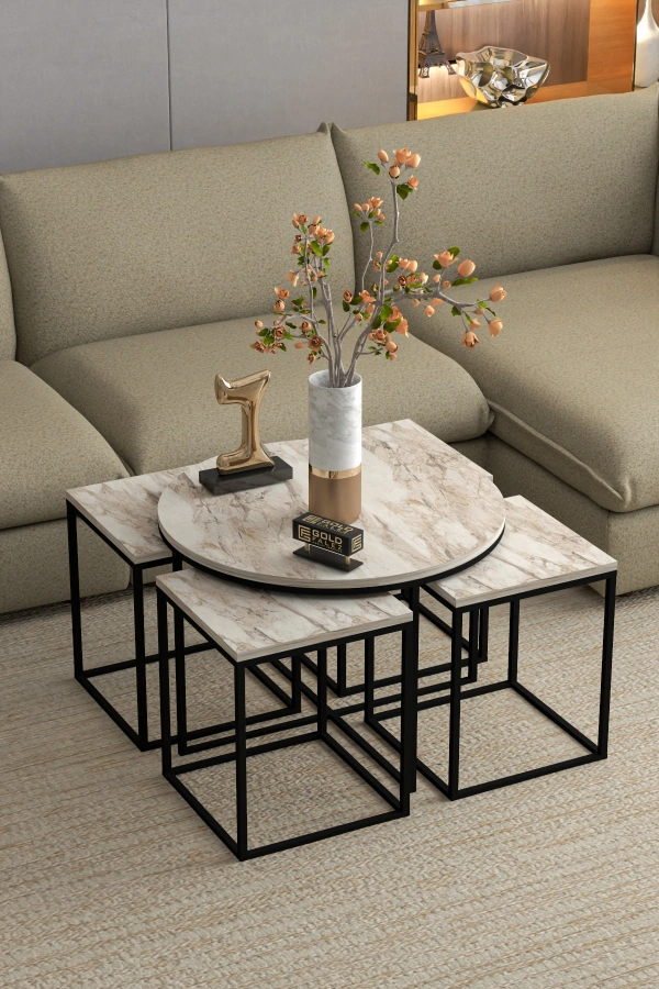 Orta Sehpa Ve Zigon Sehpa Oval Lüx 5Li Set Efes