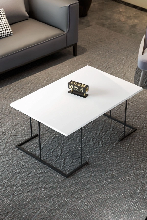 ORTA SEHPA VE ZİGON SEHPA SOLO SET BEYAZ