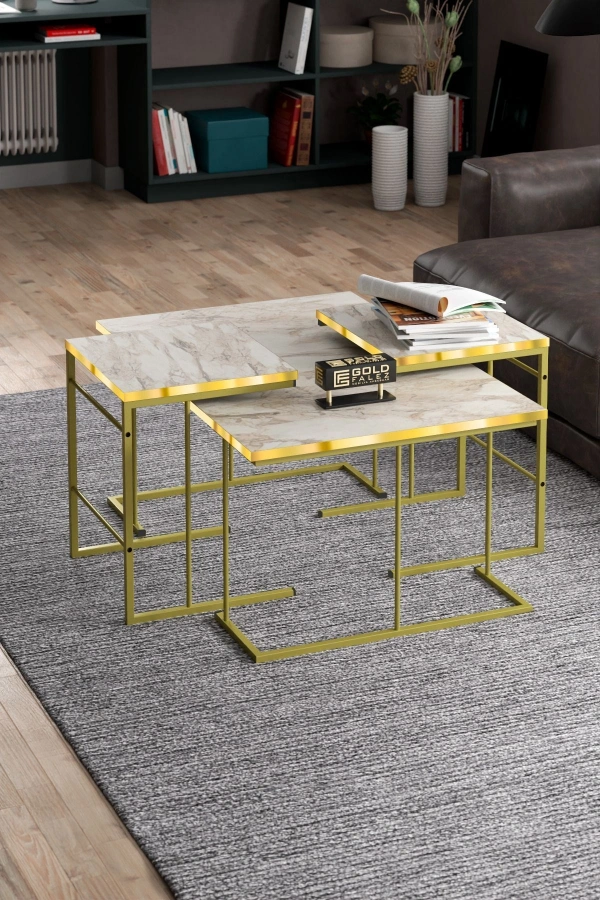 ORTA SEHPA VE ZİGON SEHPA SOLO SET GOLD EFES