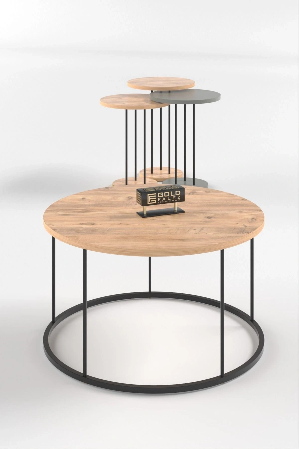 ORTA SEHPA VE ZİGON SEHPA TERRA SET ANTRASİT CEVİZ