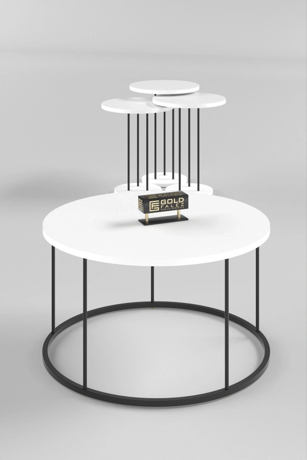 ORTA SEHPA VE ZİGON SEHPA TERRA SET BEYAZ