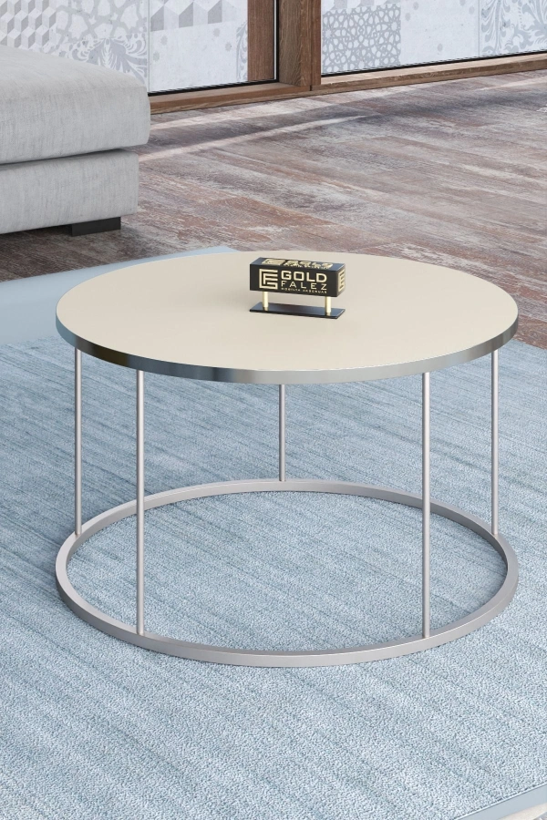 ORTA SEHPA VE ZİGON SEHPA TERRA SET GÜMÜŞ KREM