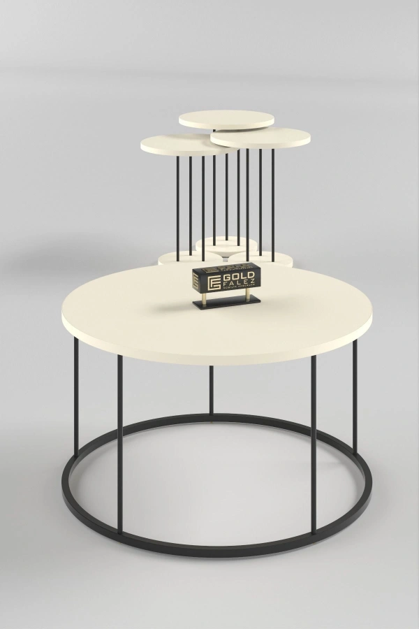 ORTA SEHPA VE ZİGON SEHPA TERRA SET KREM