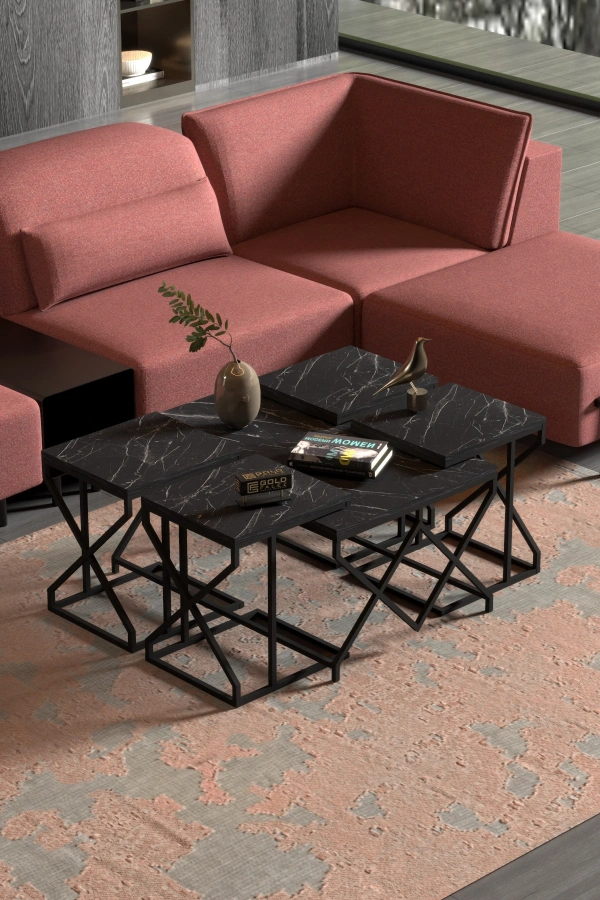 Orta Sehpa Ve Zigon Sehpa V Lüx 5Li Set Bendir