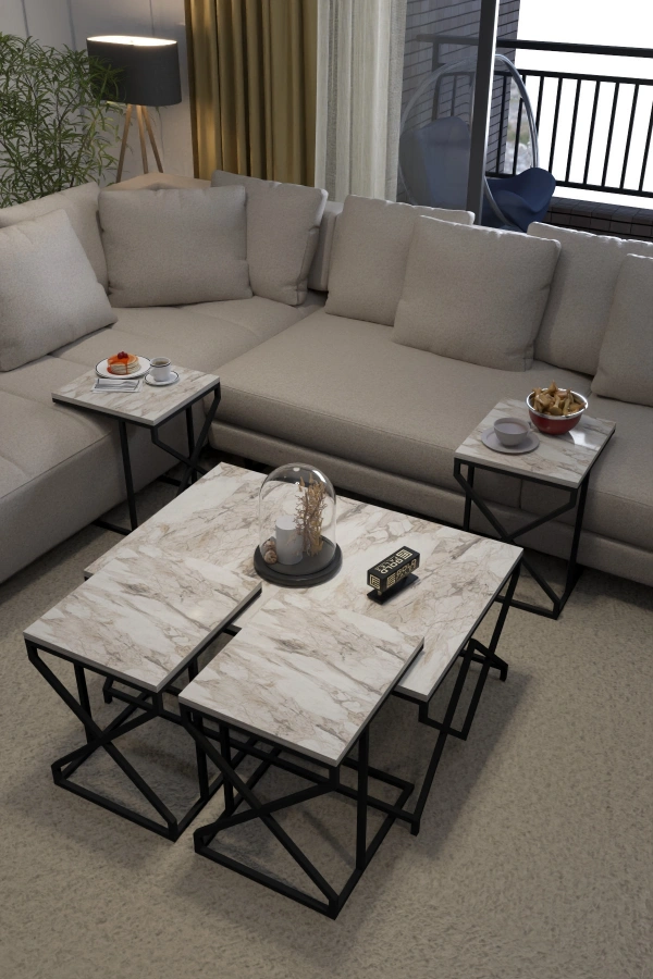 Orta Sehpa Ve Zigon Sehpa V Lüx 5Li Set Efes