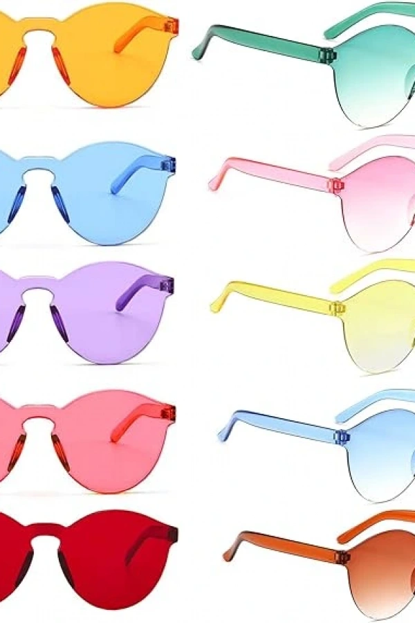 Oval Şekilli Çerçevesiz Parti Gözlüğü 6 Renk 6 Adet