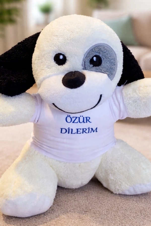 Özür Dilerim Tişörtlü Sevimli Benekli Peluş Köpek