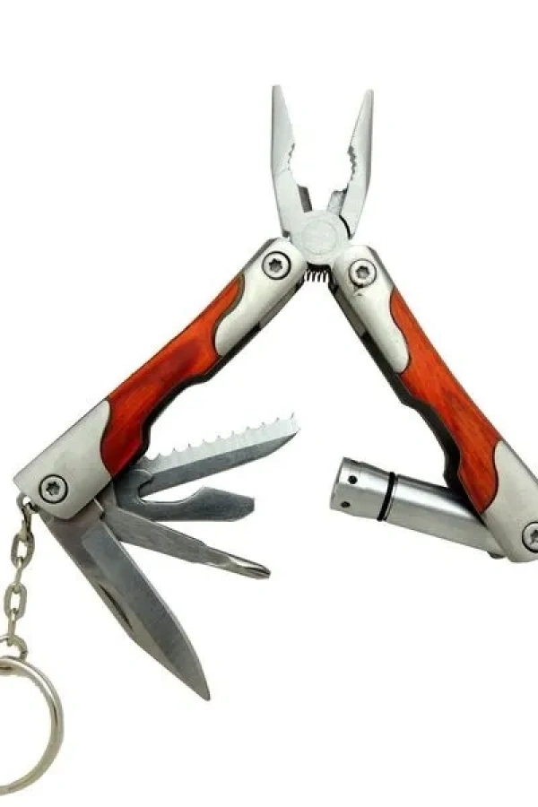 P 1172 Ahşap Mini Çok Amaçlı Pense / Çakı 7cm - Ahşap Metal Sap (Multitool)