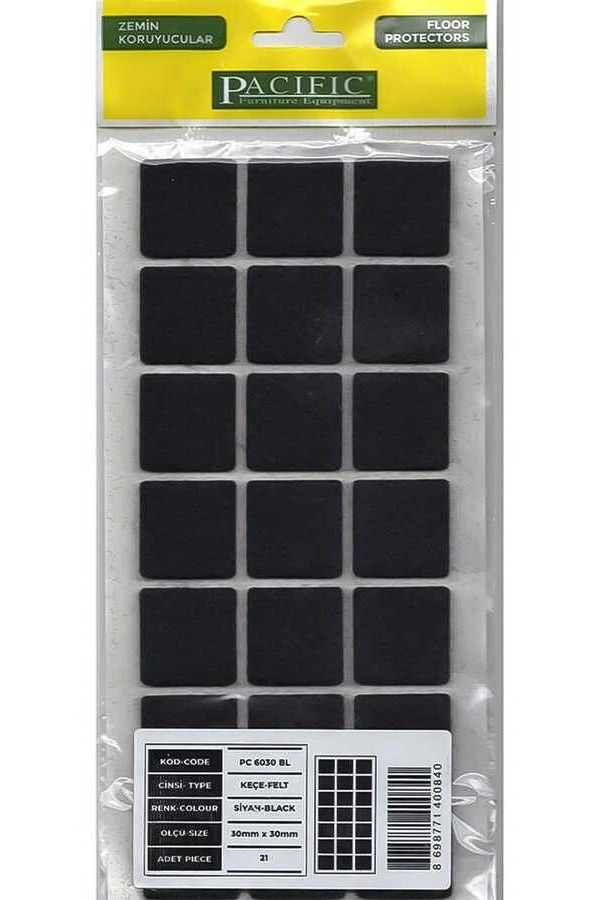 Pacific 6030 BL Yapışkanlı Keçe 30 mm X 30 mm Siyah