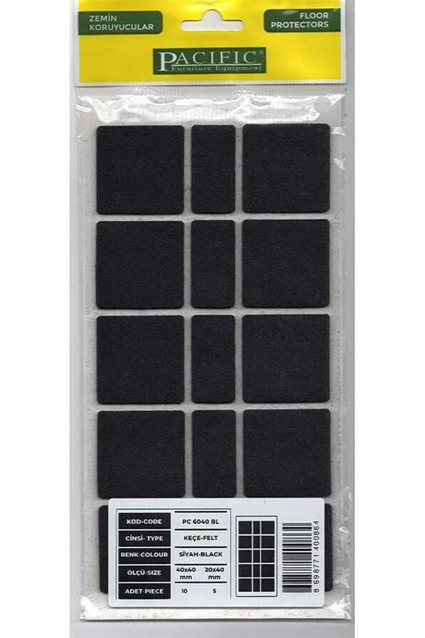 Pacific 6040 BL Yapışkanlı Keçe  40 mm X 40 mm Siyah
