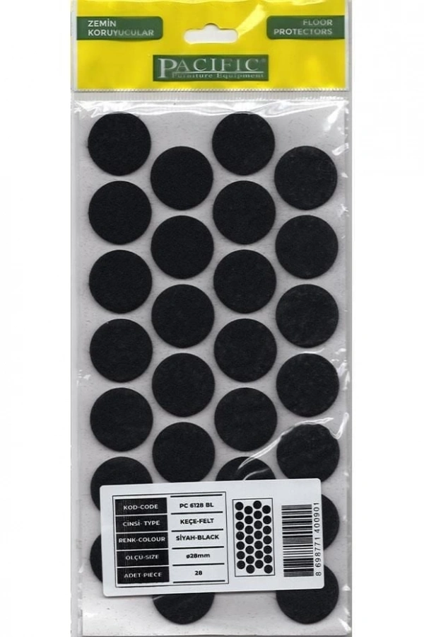 Pacific 6128 BL Yapışkanlı Keçe 28 mm Siyah