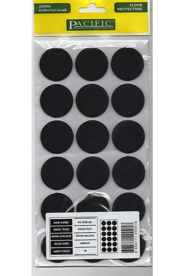 Pacific 6135 BL Yapışkanlı Keçe 35 mm Siyah
