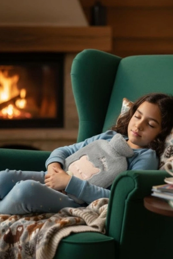 Papyonlu Kedi Figürlü Mavi Peluş Sıcak Su Torbası 1 Litre