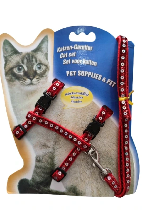 Parlak Kedi Gezdirme Göğüs Tasması