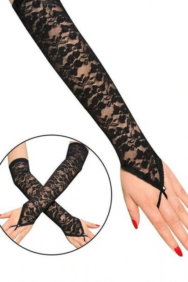 Parmak Askılı Zarif Dantel Eldiven