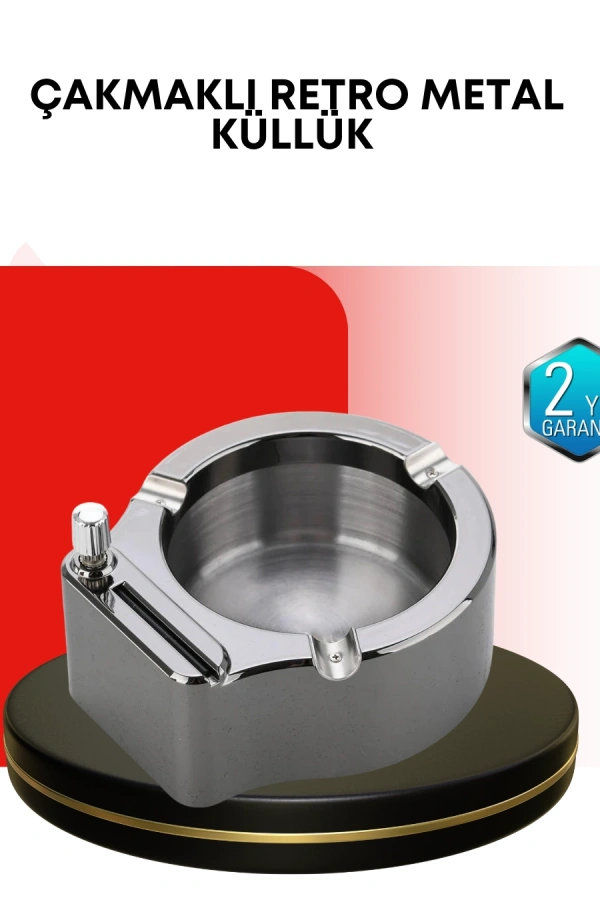 Paslanmaz Çakmaklı Küllük Modern Masa Üstü Aksesuar