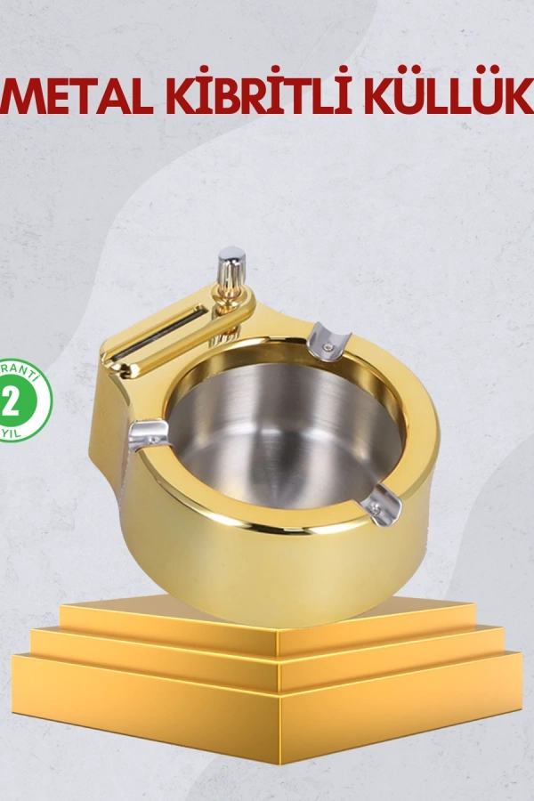 Paslanmaz Çelik Küllük Çakmaklı Masa Üstü Kullanım