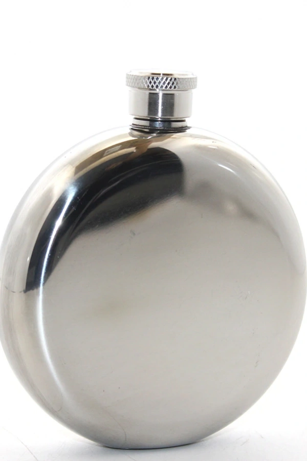 Paslanmaz Çelik Yuvarlak 5 Oz Tekli Matara Çelik Renk