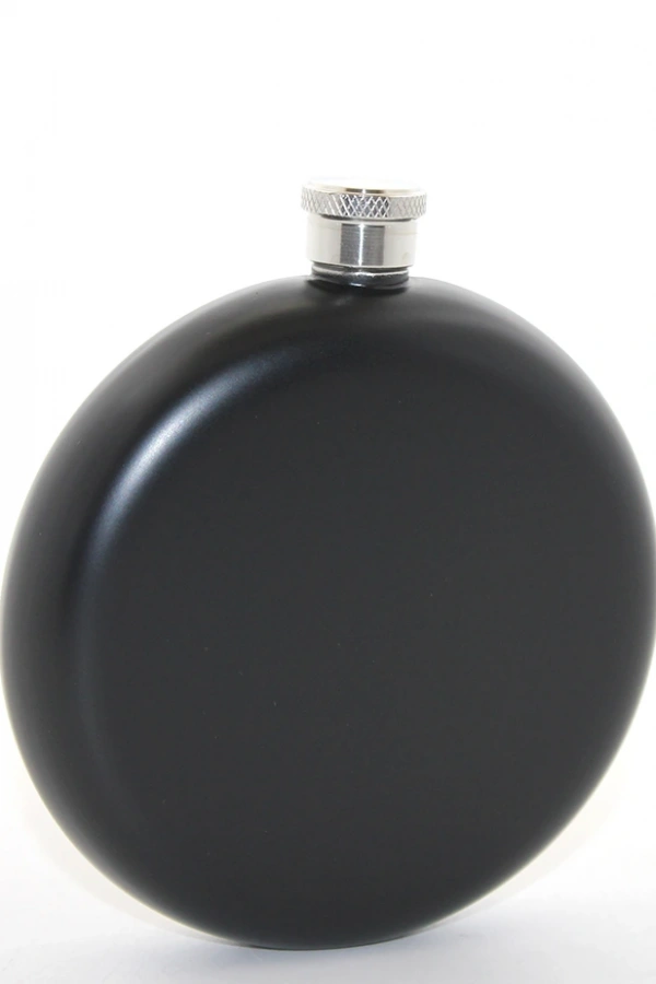 Paslanmaz Çelik Yuvarlak 8 Oz Tekli Matara Siyah Renk