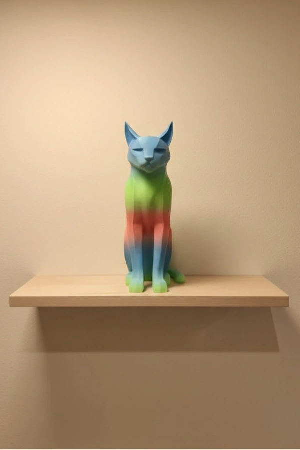 Pastel Rainbow Kedi Figürü Masa ve Raf Üstü Ev Dekorasyonu