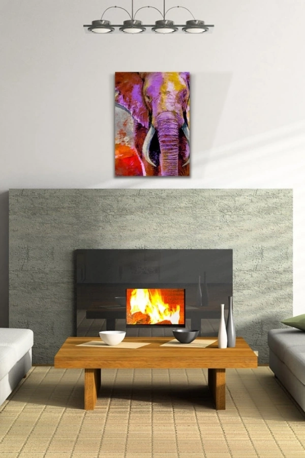 Pastel Renklerde Dekoratif Fil Görseli Kanvas Tablo 50 x 70