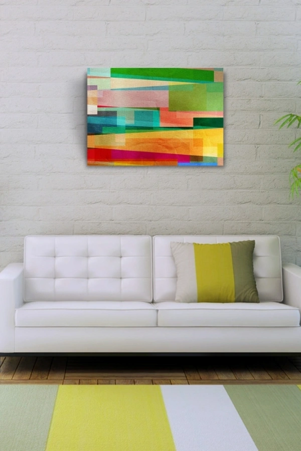 Pastel Tonlarda Şeritler Kanvas Tablo 50 x 70
