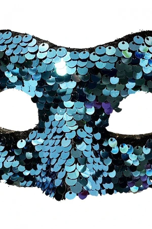 Payetli Venedik Balo Parti Maskesi Mavi