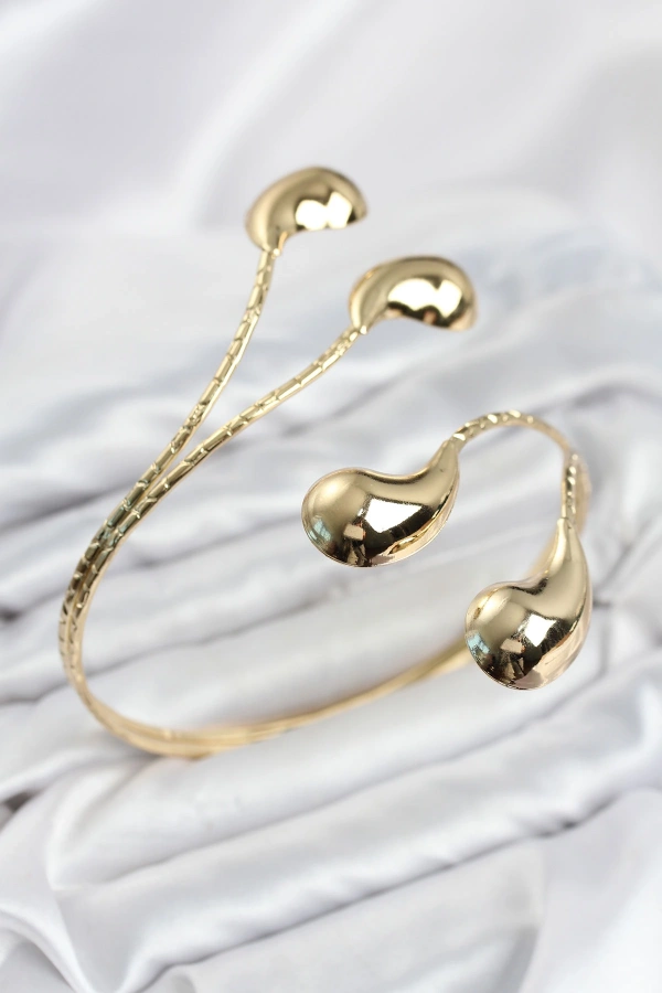 Pazu Bileklik Gold Renk Pirinç Damla Model