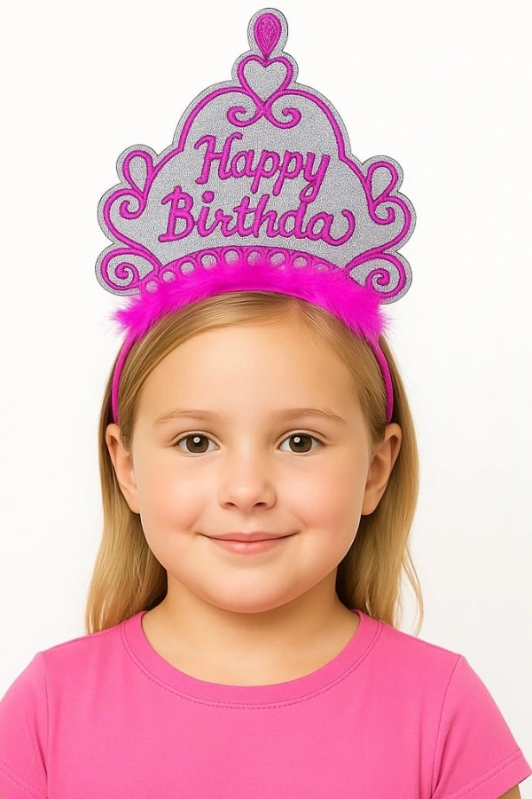 Pembe Happy Birthday Doğum Günü Prenses Tacı