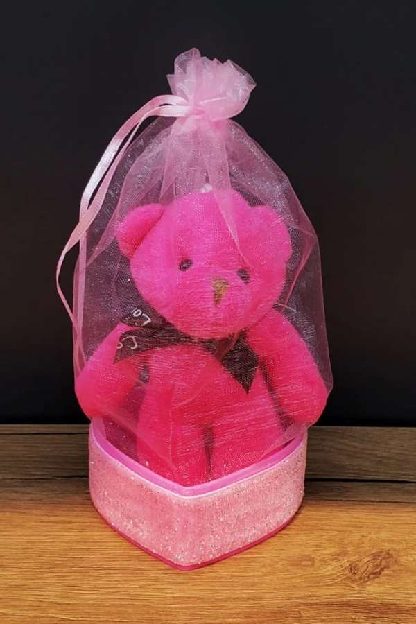 Pembe Hediyelik Kese İçinde Ayıcık