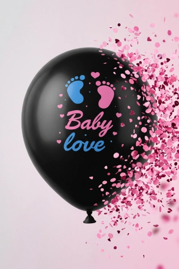 Pembe Konfetili Cinsiyet Balonu