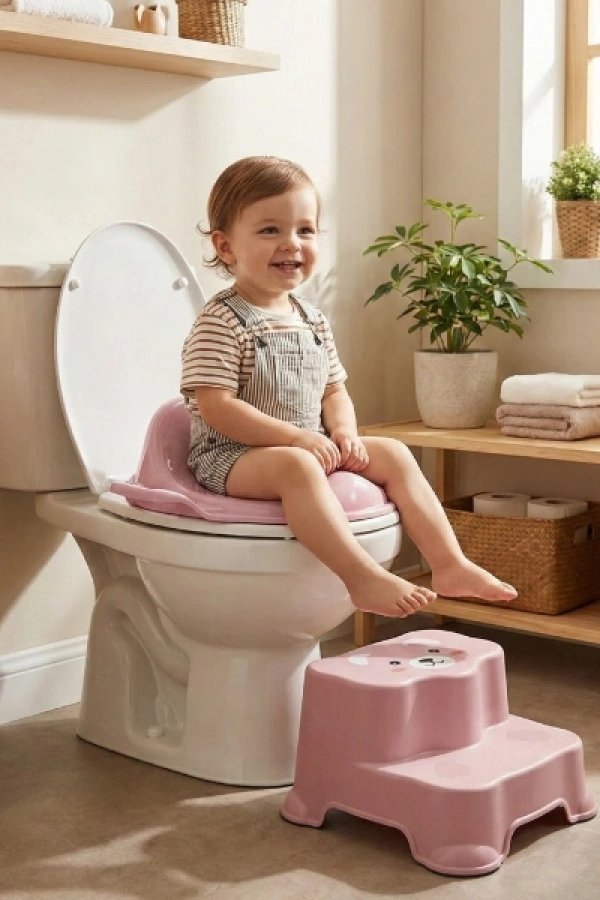 Pembe Kulplu Çocuk Klozet Adaptörü