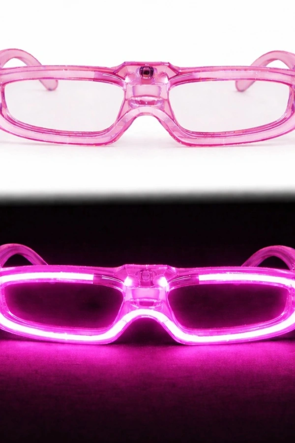 Pembe LED Işıklı Parti Gözlüğü - 3 Modlu