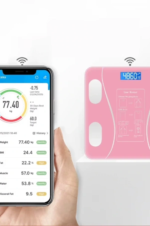 Pembe Renk Bluetooth Özellikli Akıllı Tartı