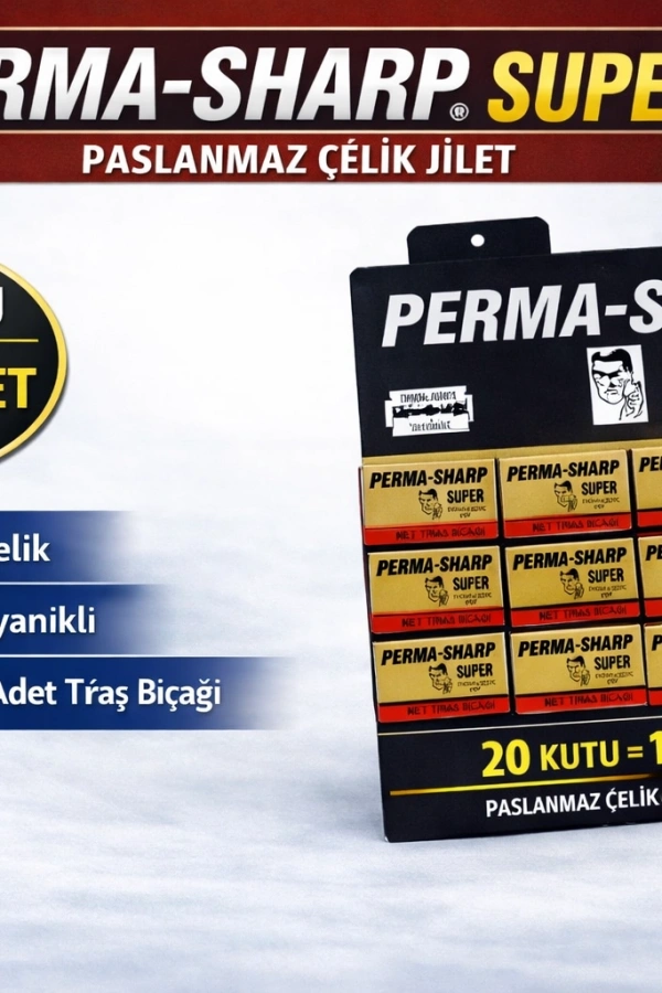 Perma-Sharp Super Paslanmaz Çelik Tıraş Bıçağı 5’li 20 Kutu