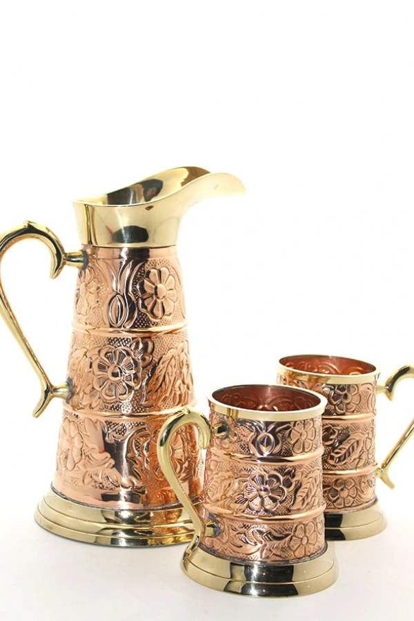 Pirinç 2 Bardaklı Sürahi Seti