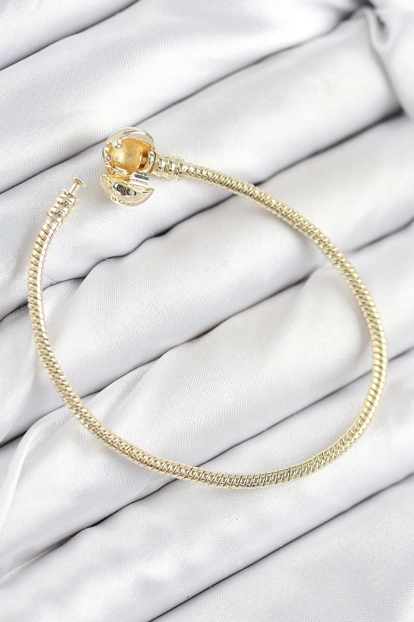Pirinç Charm Topcuk Model Gold Renk Kadın Bileklik