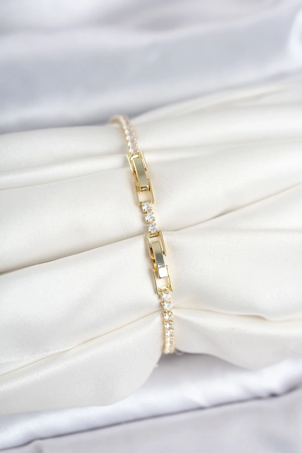 Pirinç Gold Renk Başak Model Su Yolu Kadın Bileklik