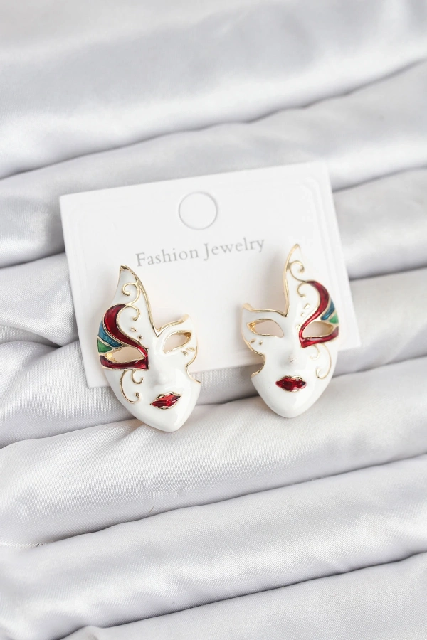 Pirinç Maske Model Kadın Küpe