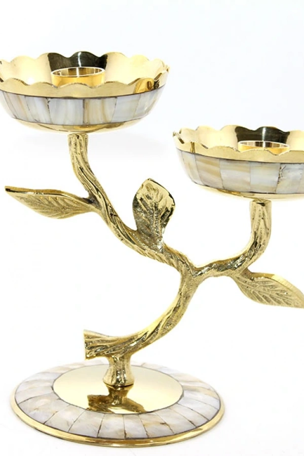 Pirinç Sedefli 2li Şamdan