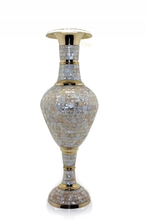 Pirinç Sedefli Vazo 45 Cm