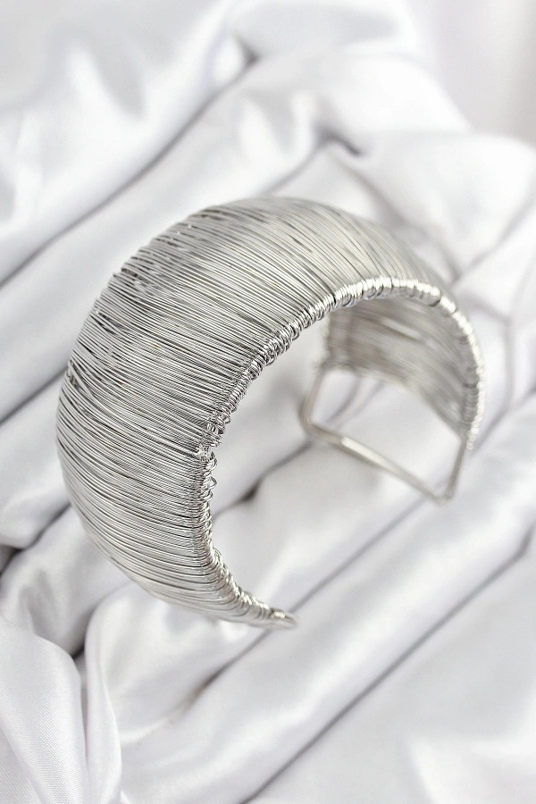 Pirinç Tel Sarma Model Gümüş Renk Kadın Bileklilk