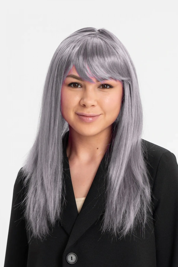 Platin Gri Gümüş Uzun Parti Peruğu