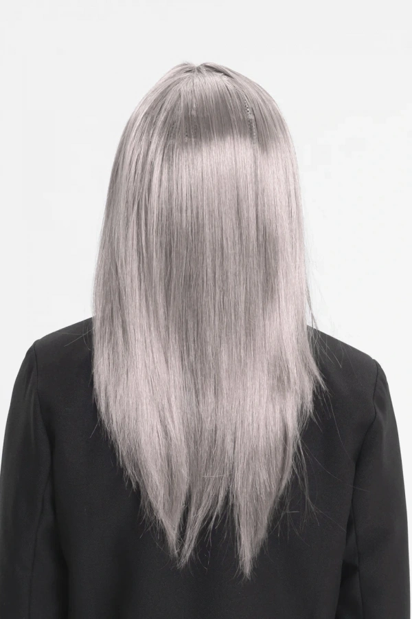 Platin Gri Gümüş Uzun Parti Peruğu