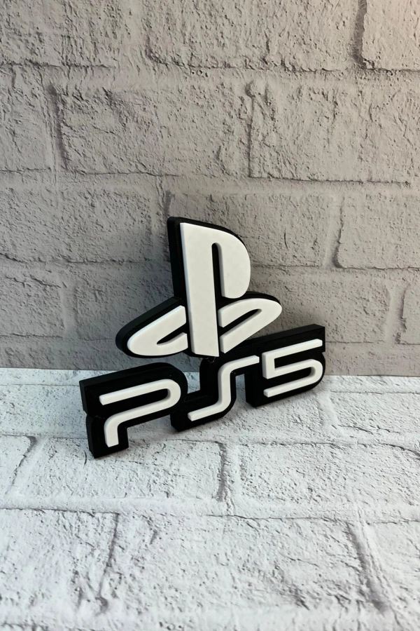 PlayStation 5 Logo Duvar Dekoru Minimal Tasarım 16×12 cm