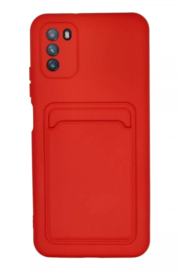 Pocophone M3 Kılıf Kelvin Kartvizitli Silikon - Kırmızı
