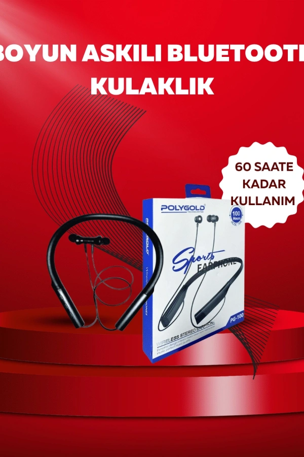 Polygold PG-100 Bluetooth 5.0 Boyun Bantlı Kulaklık – 50 Saat Konuşma Süresi, Type-C Şarj